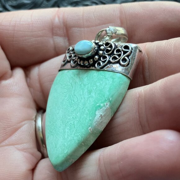 Larimar and Variscite Pendant Crystal Stone Jewelry - Picture 7 of 8